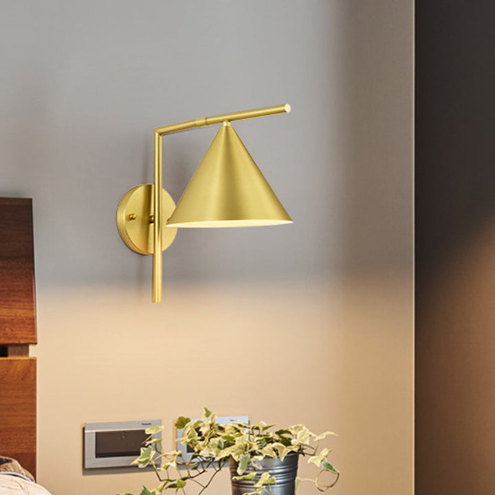 Lisslune | Conical Wall Application Lighting Contemporary Metal 1 Head Black/White/Gold Wall Lamp for Bedroom