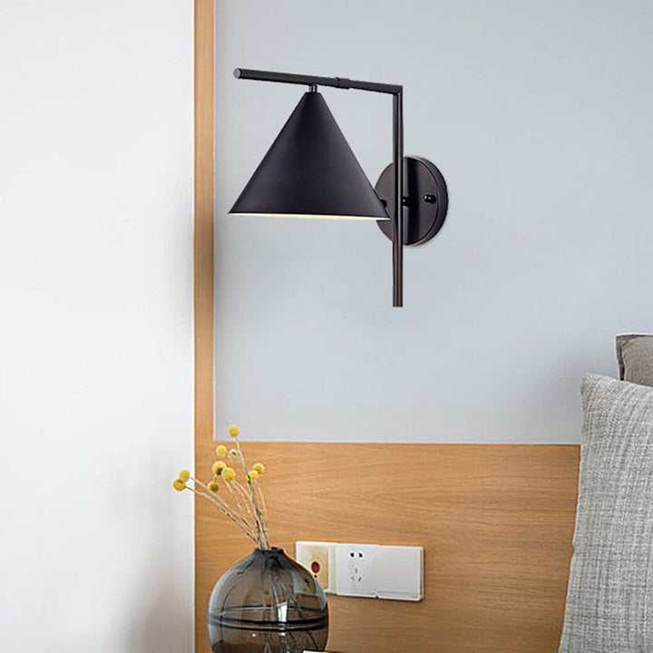 Lisslune | Conical Wall Application Lighting Contemporary Metal 1 Head Black/White/Gold Wall Lamp for Bedroom
