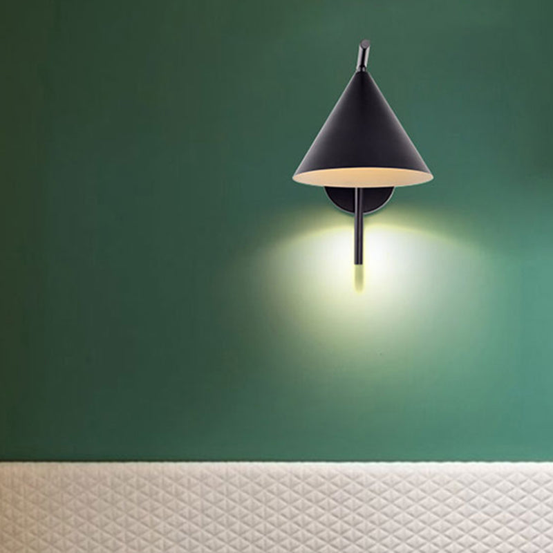 Lisslune | Conical Wall Application Lighting Contemporary Metal 1 Head Black/White/Gold Wall Lamp for Bedroom