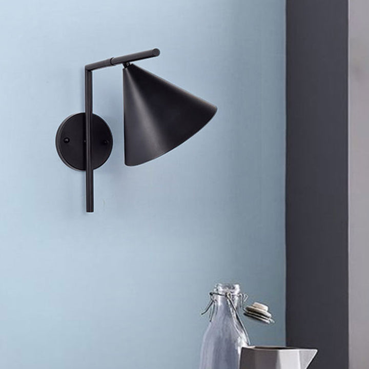 Lisslune | Conical Wall Application Lighting Contemporary Metal 1 Head Black/White/Gold Wall Lamp for Bedroom