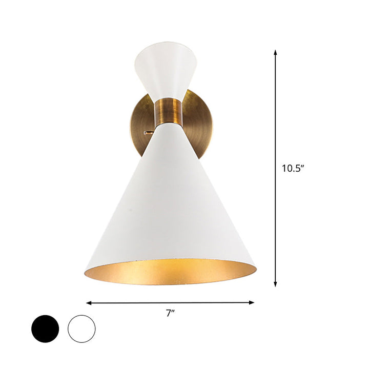 Skørter | 1 Cup Restaurant Wall Lamp Modern Black/White Wall Lamp with Flared Metal Shade
