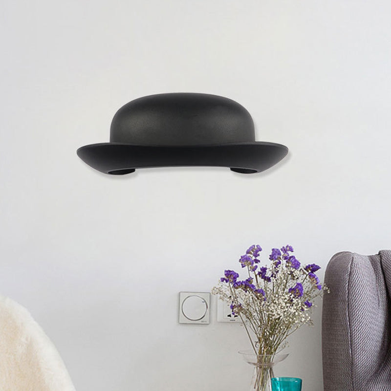 Lisslune | LED Bedroom Wall Light Modernism Black Wall Lighting with Hat Metal Shade in Warm/Natural Light