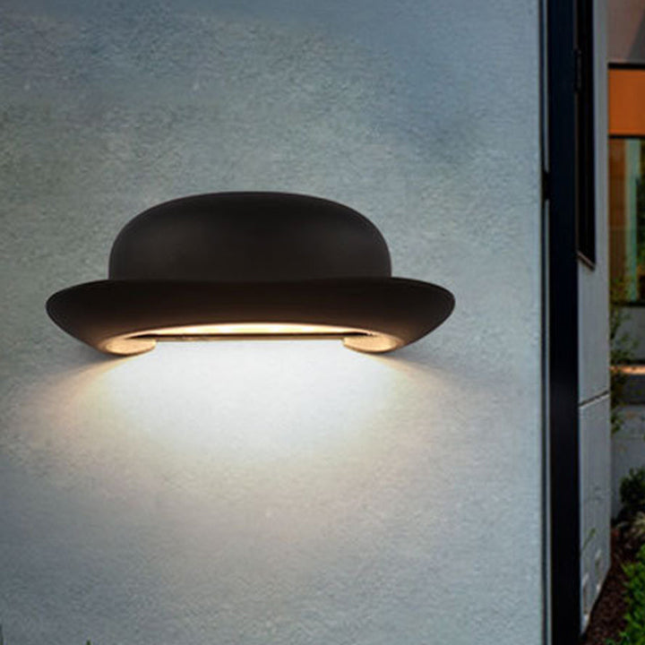 Lisslune | LED Bedroom Wall Light Modernism Black Wall Lighting with Hat Metal Shade in Warm/Natural Light