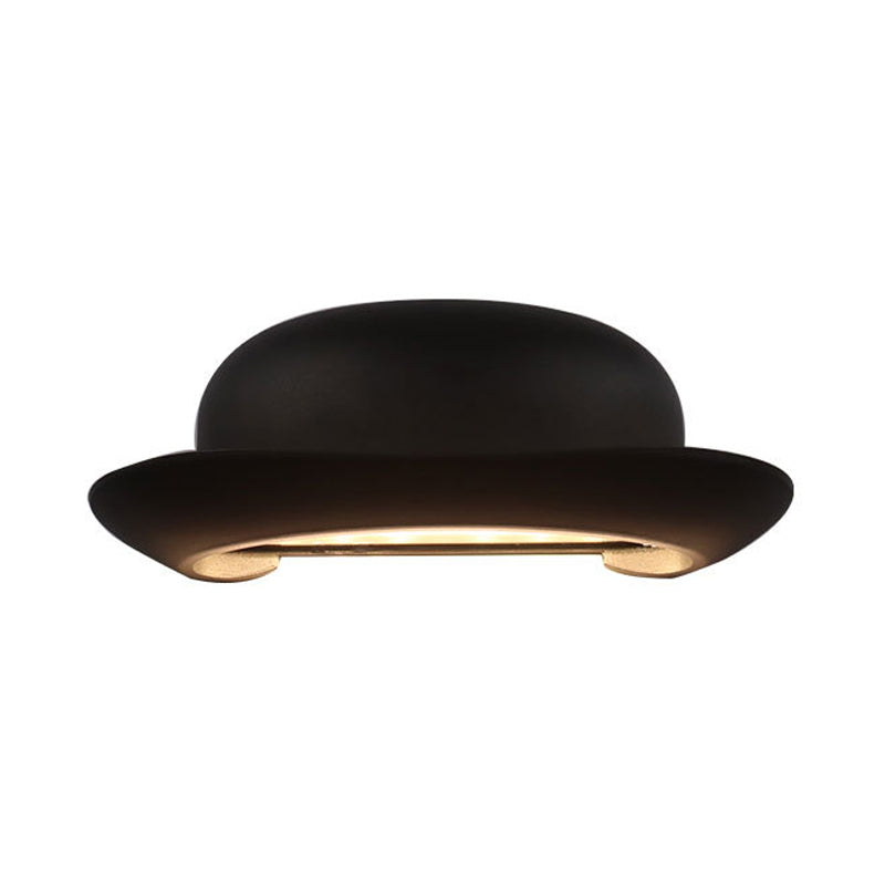 Lisslune | LED Bedroom Wall Light Modernism Black Wall Lighting with Hat Metal Shade in Warm/Natural Light