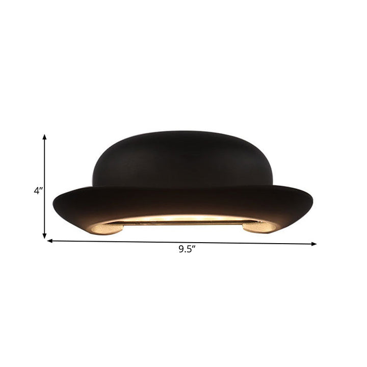 Lisslune | LED Bedroom Wall Light Modernism Black Wall Lighting with Hat Metal Shade in Warm/Natural Light