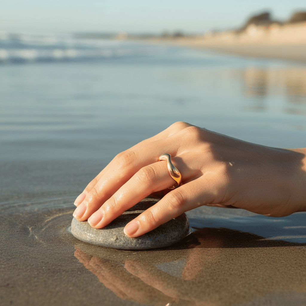 Lisslune | Adjustable Ring with Ocean Design