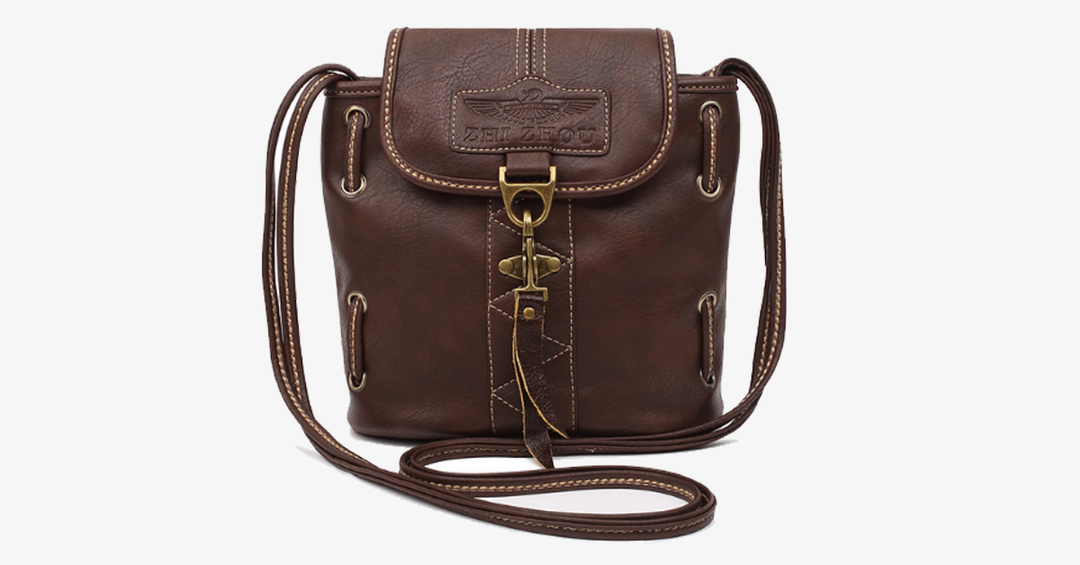 Lisslune | Vintage-style shoulder bags - Genuine brown leather crossbody shoulder bag - Portable handcrafted wallet