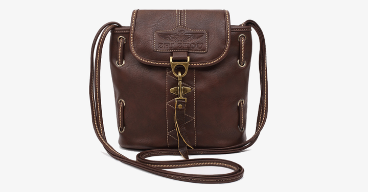 Lisslune | Vintage-style shoulder bags - Genuine brown leather crossbody shoulder bag - Portable handcrafted wallet