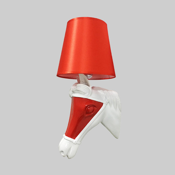 Skørter | Traditional tapered wall lamp 1 bulb fabric wall light in white/red for bedroom