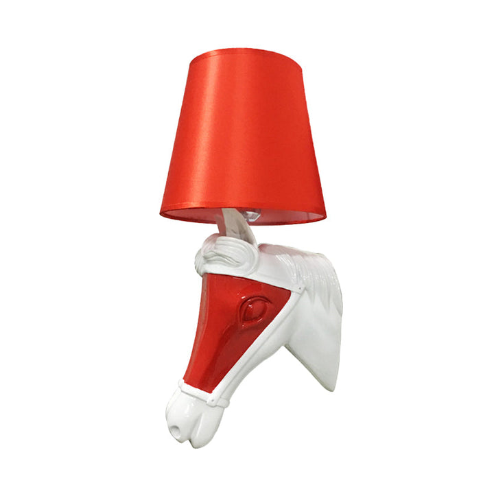 Skørter | Traditional tapered wall lamp 1 bulb fabric wall light in white/red for bedroom