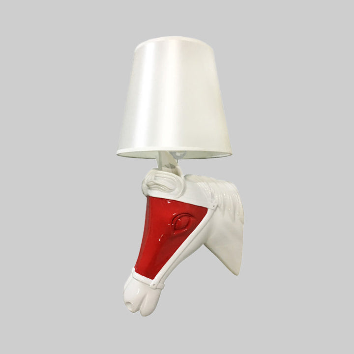 Skørter | Traditional tapered wall lamp 1 bulb fabric wall light in white/red for bedroom