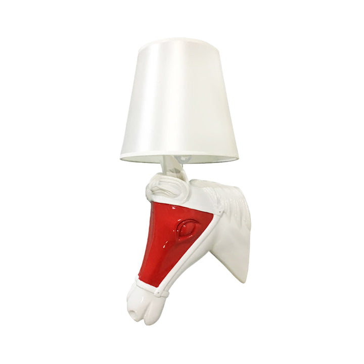 Skørter | Traditional tapered wall lamp 1 bulb fabric wall light in white/red for bedroom