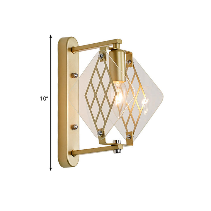 Skørter | Candle Holder Light Traditional Metal 1 Bulb Brass Wall Mounted Lamp with Prismatic Clear Glass Design