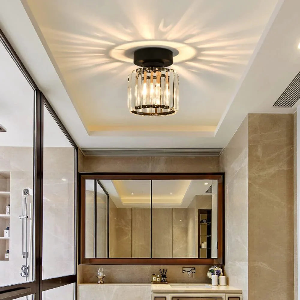 Lisslune | Modern Crystal Ceiling Light with Gold and Black Accents – Stylish Lighting for Your Home