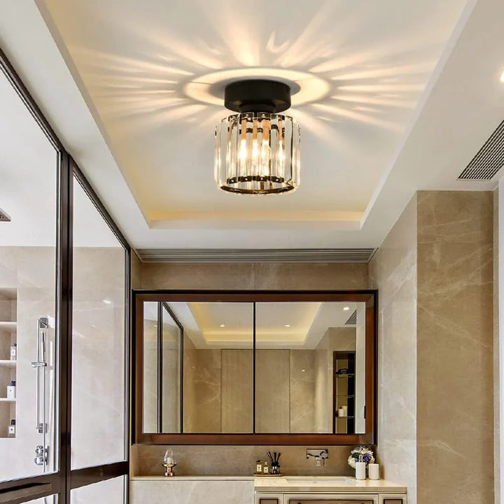 Lisslune | Modern Crystal Ceiling Light with Gold and Black Accents – Stylish Lighting for Your Home