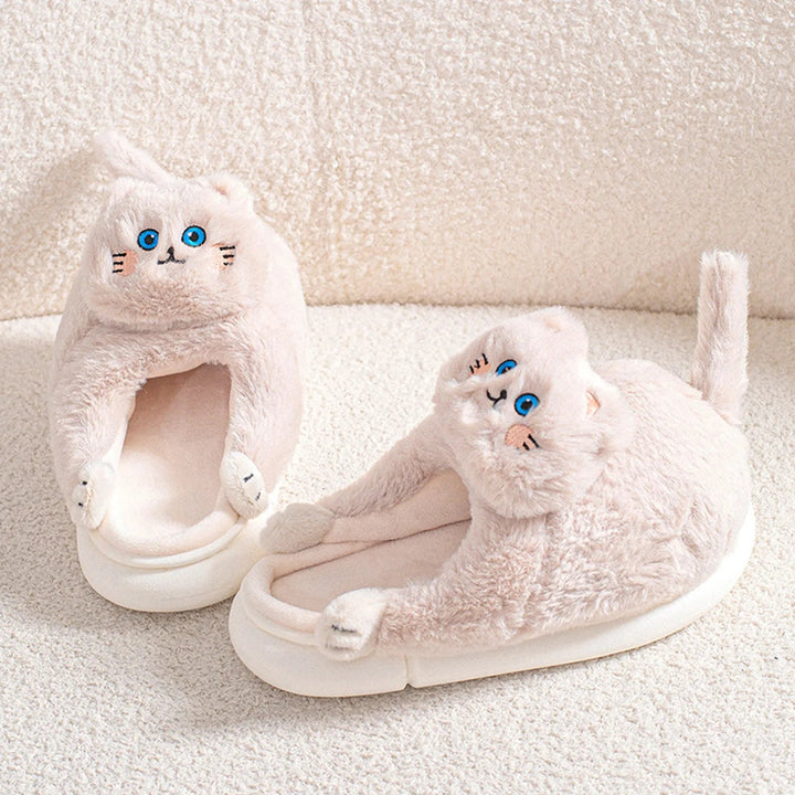 Lisslune | Funny Cat Plush Slippers for Women Bedroom Fuzzy Slippers to Slip On Slippers for Women Indoor Loaf Bread Slippers for Women
