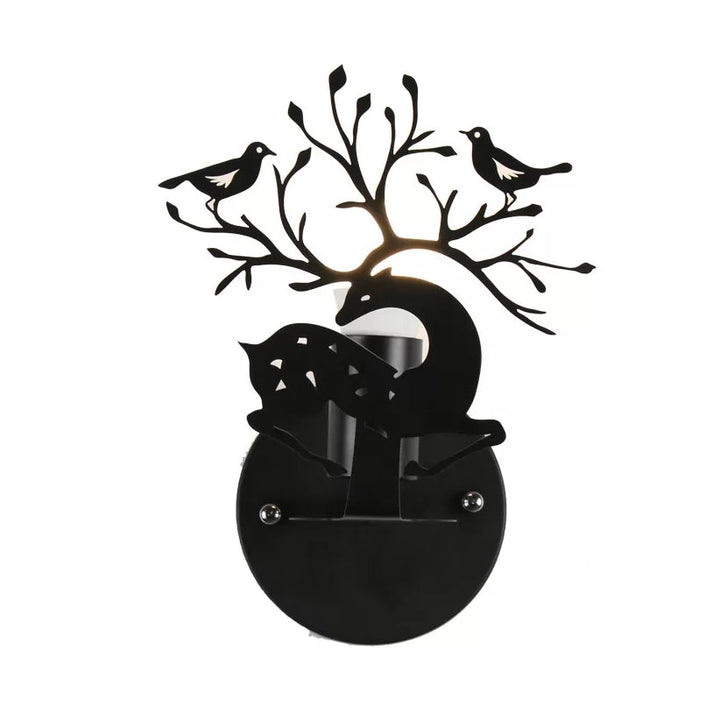 Skørter | Children's deer wall lamp with bird Metal 1 Light Wall Sconce for Restaurant Café