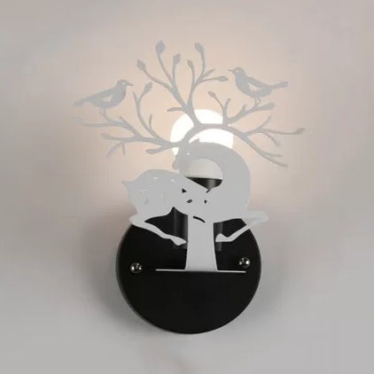 Skørter | Children's deer wall lamp with bird Metal 1 Light Wall Sconce for Restaurant Café