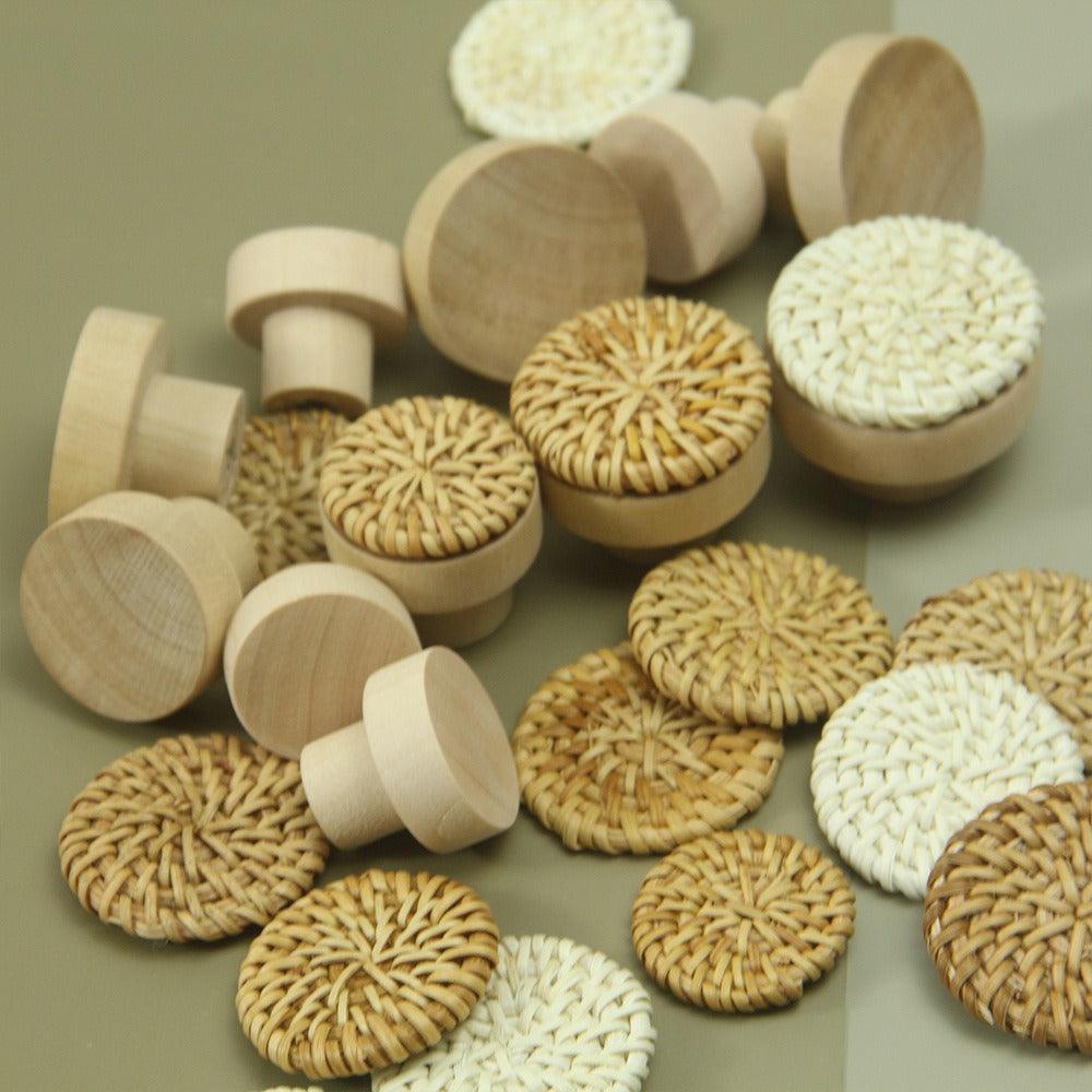 Lisslune | Natural Elegant Handcrafted Rattan Drawer Handles - Circular Artisan Handles for Stylish Home Accessories