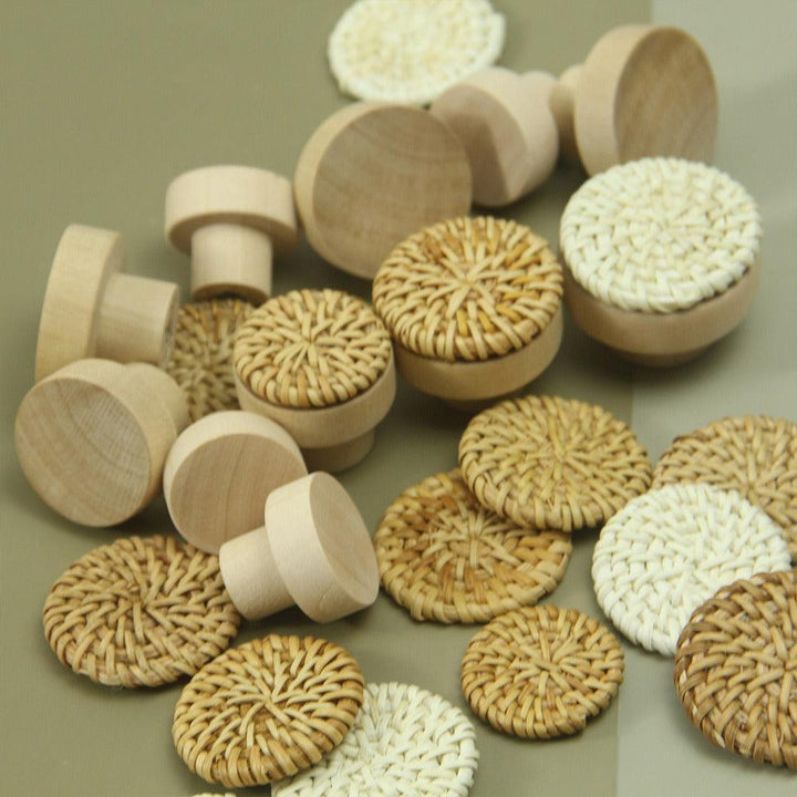 Lisslune | Natural Elegant Handcrafted Rattan Drawer Handles - Circular Artisan Handles for Stylish Home Accessories