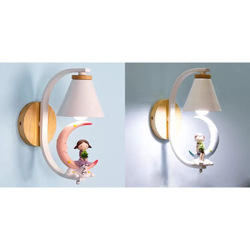 Skørter | Funnel Shade Wall Lamp with Small Child Deco 1 Head Beautiful Metal Wall Lamp for Children's Room