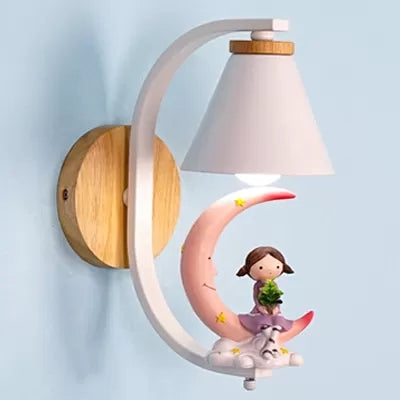 Skørter | Funnel Shade Wall Lamp with Small Child Deco 1 Head Beautiful Metal Wall Lamp for Children's Room