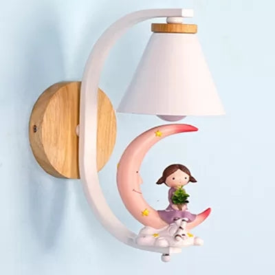 Skørter | Funnel Shade Wall Lamp with Small Child Deco 1 Head Beautiful Metal Wall Lamp for Children's Room