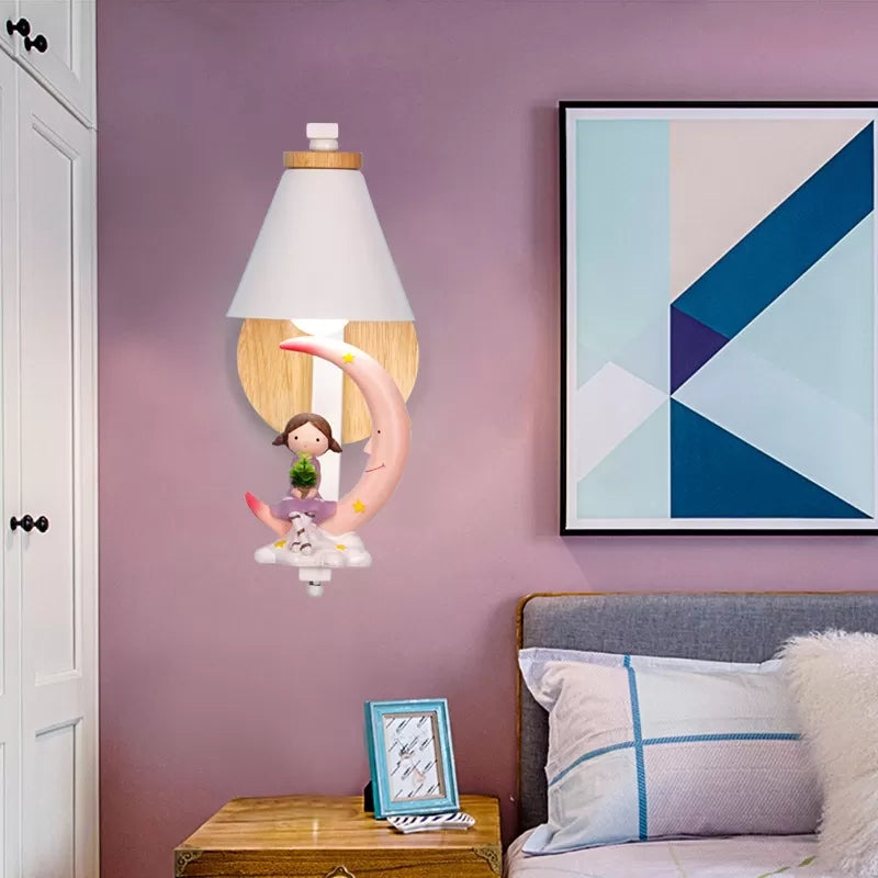 Skørter | Funnel Shade Wall Lamp with Small Child Deco 1 Head Beautiful Metal Wall Lamp for Children's Room