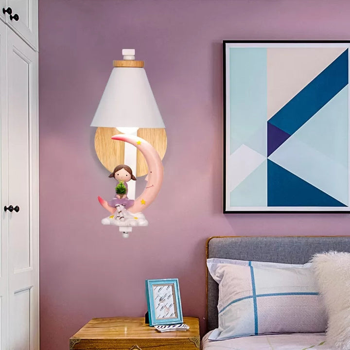 Skørter | Funnel Shade Wall Lamp with Small Child Deco 1 Head Beautiful Metal Wall Lamp for Children's Room