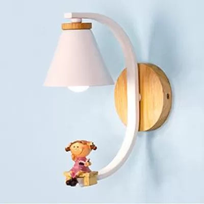 Skørter | Cone-shaped Shade Wall Lamp with Small Children 1 Light Children Resin Wall Light for Nightstand