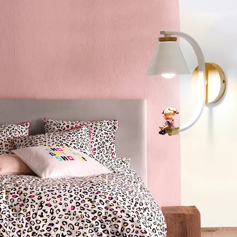 Skørter | Cone-shaped Shade Wall Lamp with Small Children 1 Light Children Resin Wall Light for Nightstand