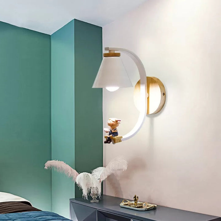 Skørter | Cone-shaped Shade Wall Lamp with Small Children 1 Light Children Resin Wall Light for Nightstand