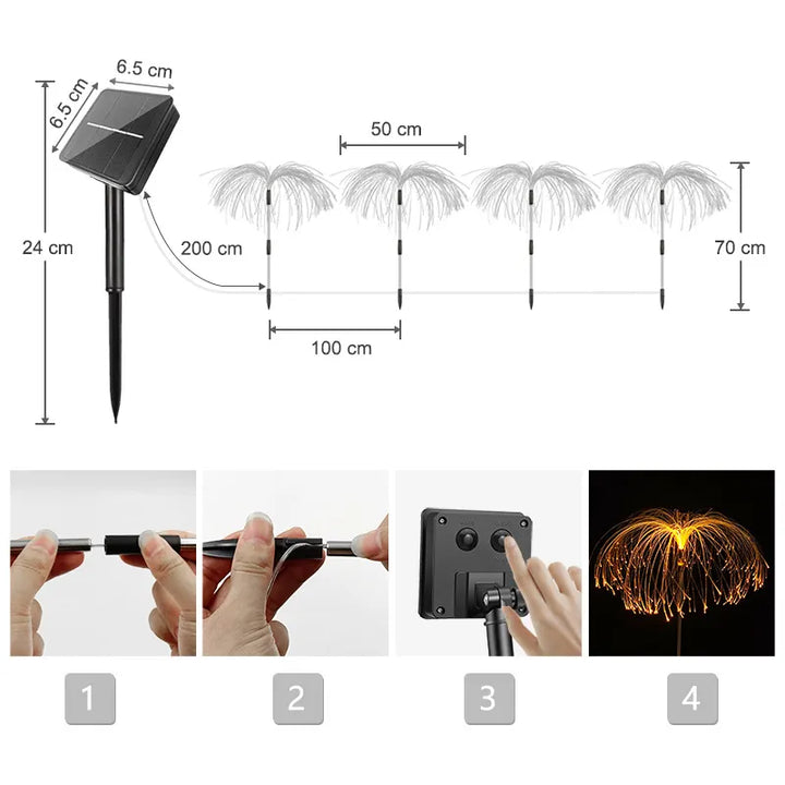 Lisslune | Solar Garden Light with Color Change – LED Lawn Light for Garden & Terrace, Firework Design