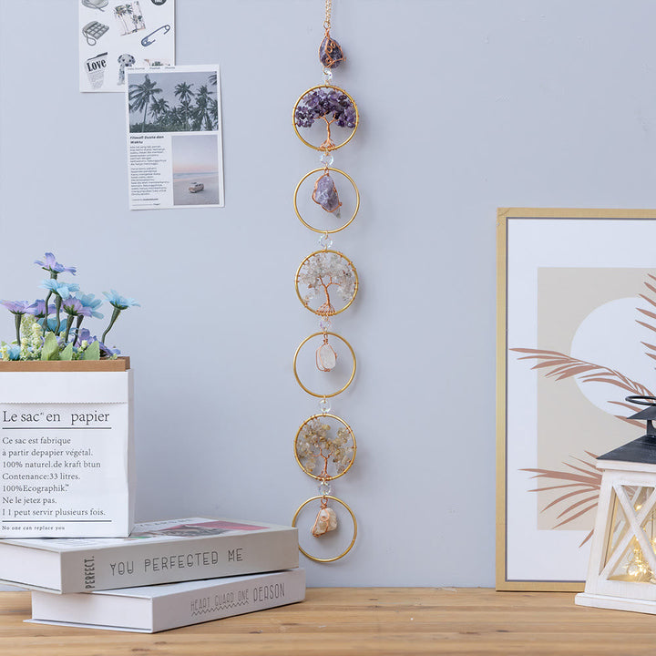 Lisslune | Crystal Tree of Life 6 Rings Wall Decor Ornament