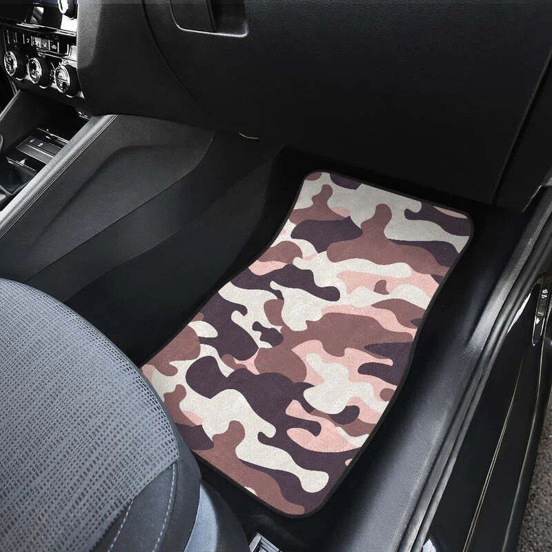 Lisslune | Chic Pink & Brown Camo Car Mats