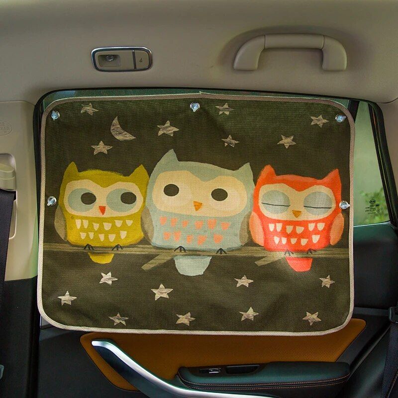 Lisslune | Cute cartoon linen car sunshade curtain for windshield and side windows - 70cm x 50cm