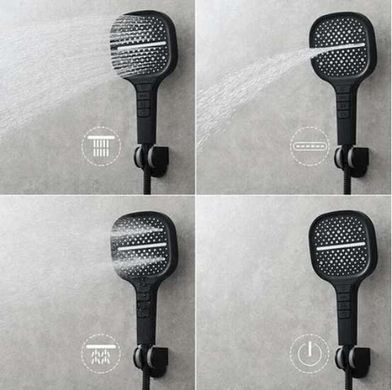 Lisslune | HydraLux 7-Setting Shower Head – Water-Saving & Anti-Scale – Square Chrome