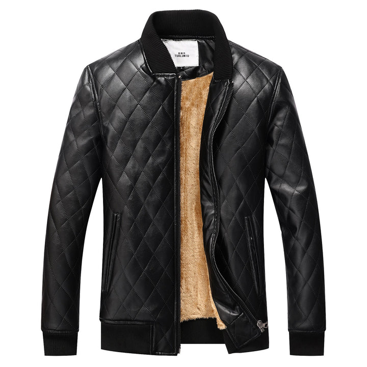 Men's quilted leather jacket with cozy inner lining Lisslune
