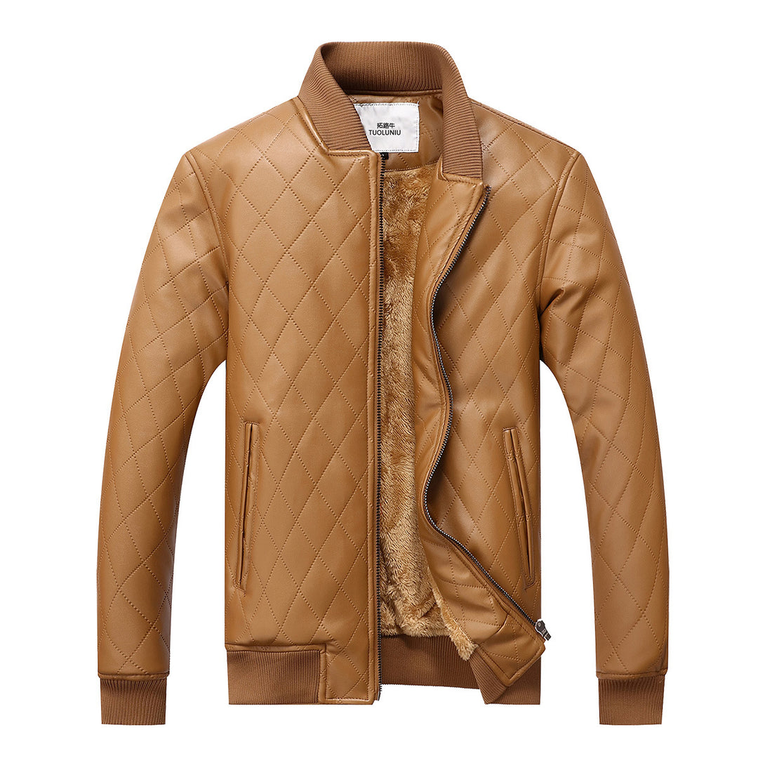 Men's quilted leather jacket with cozy inner lining Lisslune