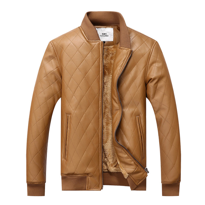 Men's quilted leather jacket with cozy inner lining Lisslune