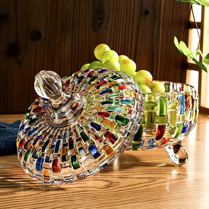 Lisslune | LustreCharm Stained Glass Candy Jar with Lid – Colourful Decorative Storage Pot