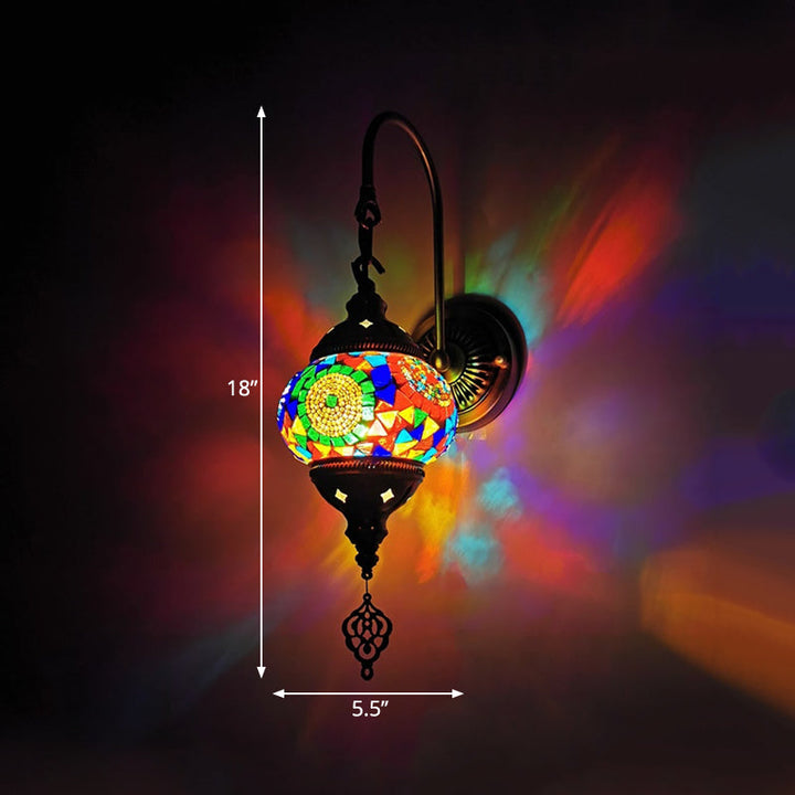 Skørter | 1 Light Wall Sconces Lighting Decorative Globally Hand-Rolled Art Glass Wall-Mounted Lamp in Red/Orange/Green