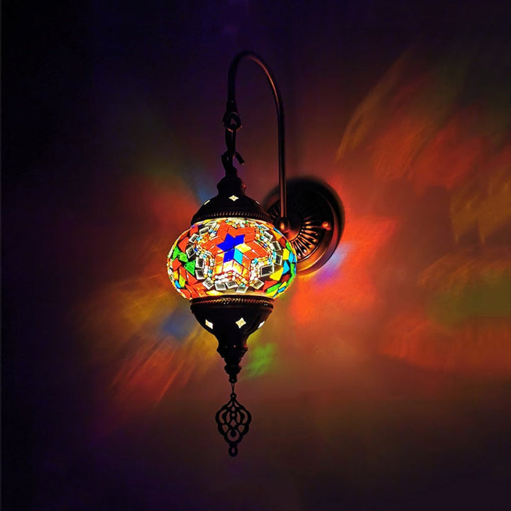 Skørter | 1 Light Wall Sconces Lighting Decorative Globally Hand-Rolled Art Glass Wall-Mounted Lamp in Red/Orange/Green