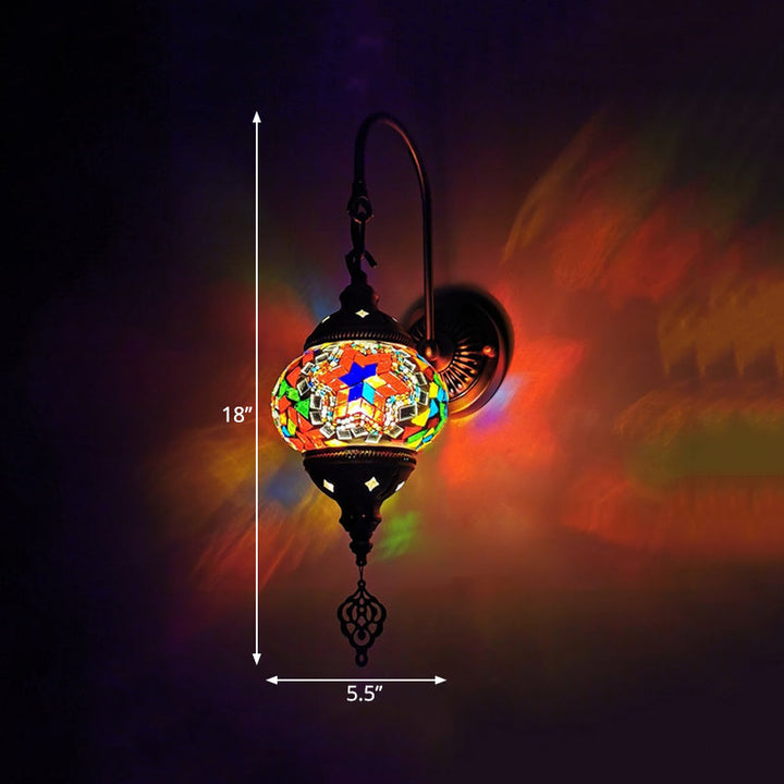 Skørter | 1 Light Wall Sconces Lighting Decorative Globally Hand-Rolled Art Glass Wall-Mounted Lamp in Red/Orange/Green