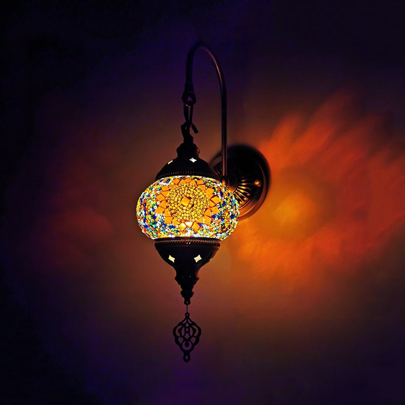 Skørter | 1 Light Wall Sconces Lighting Decorative Globally Hand-Rolled Art Glass Wall-Mounted Lamp in Red/Orange/Green