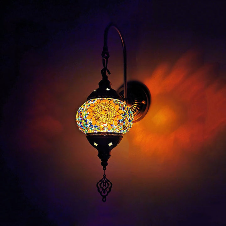 Skørter | 1 Light Wall Sconces Lighting Decorative Globally Hand-Rolled Art Glass Wall-Mounted Lamp in Red/Orange/Green