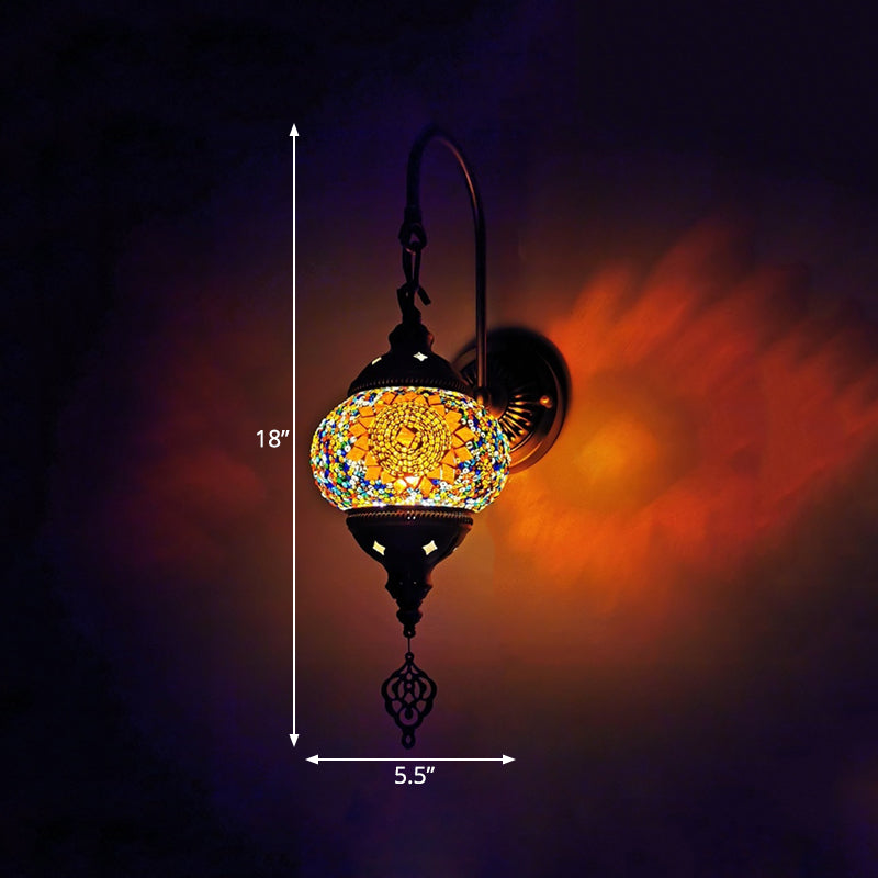 Skørter | 1 Light Wall Sconces Lighting Decorative Globally Hand-Rolled Art Glass Wall-Mounted Lamp in Red/Orange/Green