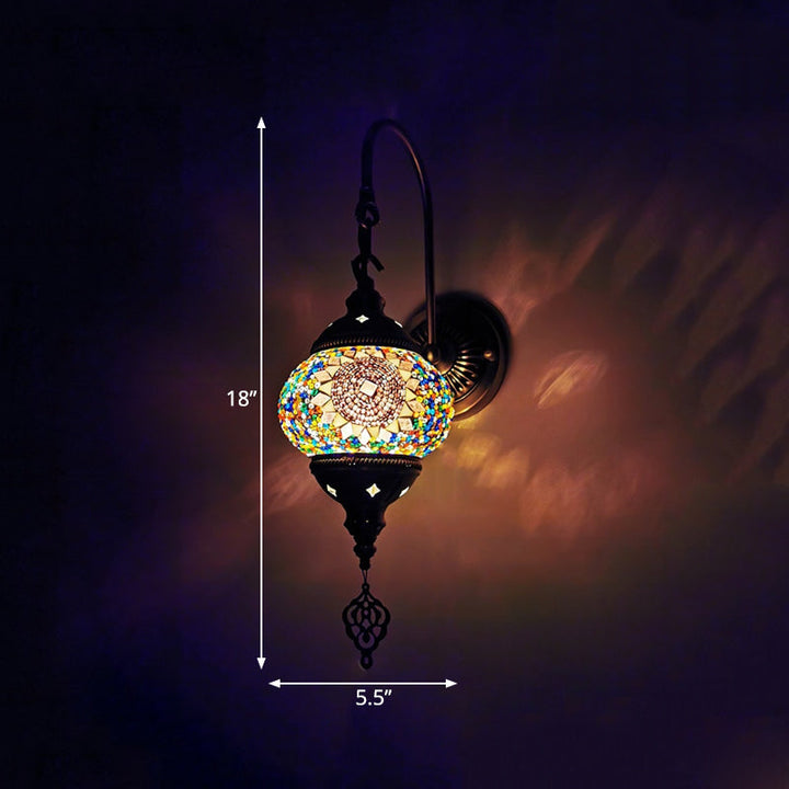 Skørter | 1 Light Wall Sconces Lighting Decorative Globally Hand-Rolled Art Glass Wall-Mounted Lamp in Red/Orange/Green