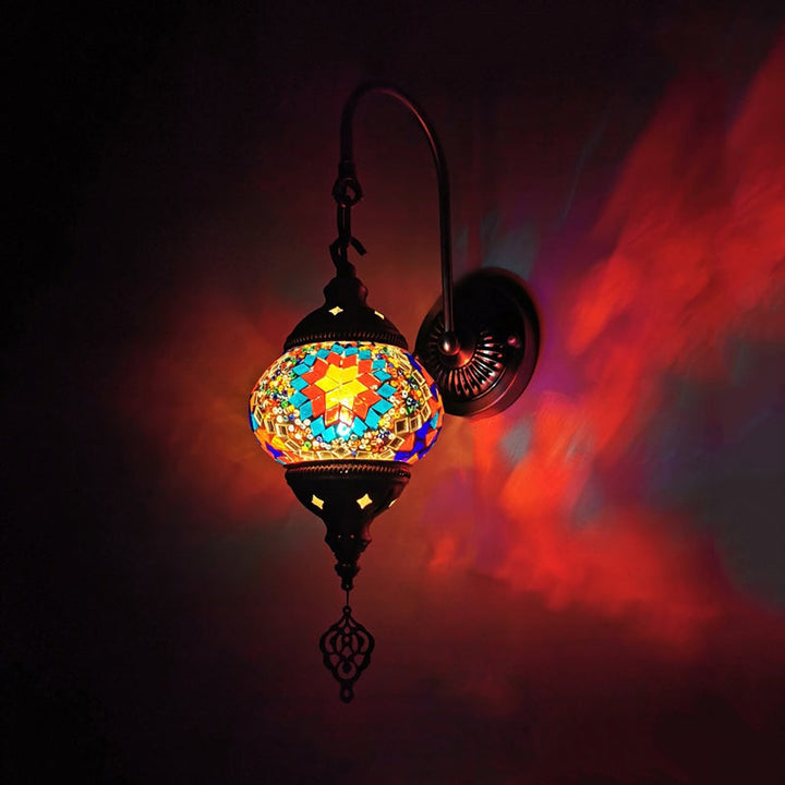 Skørter | 1 Light Wall Sconces Lighting Decorative Globally Hand-Rolled Art Glass Wall-Mounted Lamp in Red/Orange/Green
