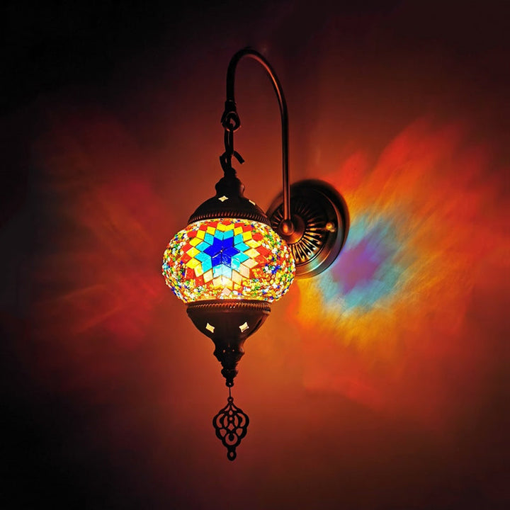 Skørter | 1 Light Wall Sconces Lighting Decorative Globally Hand-Rolled Art Glass Wall-Mounted Lamp in Red/Orange/Green